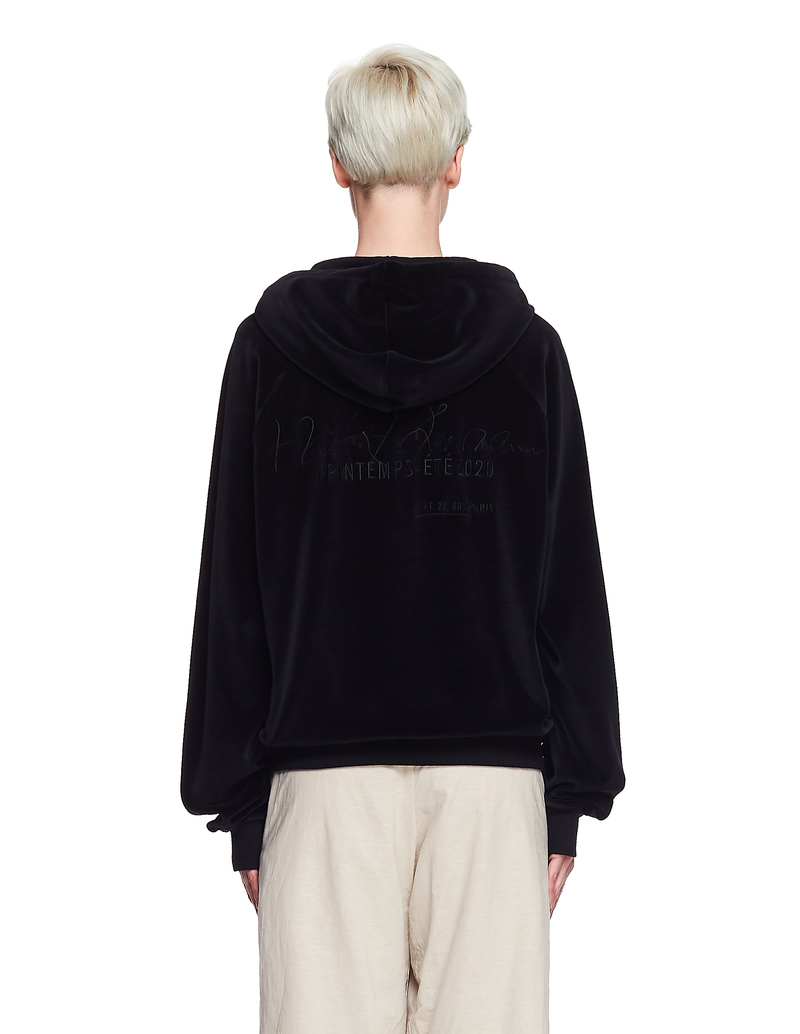Haider Ackermann Velvet Embroidered Hoodie - Black | Garmentory
