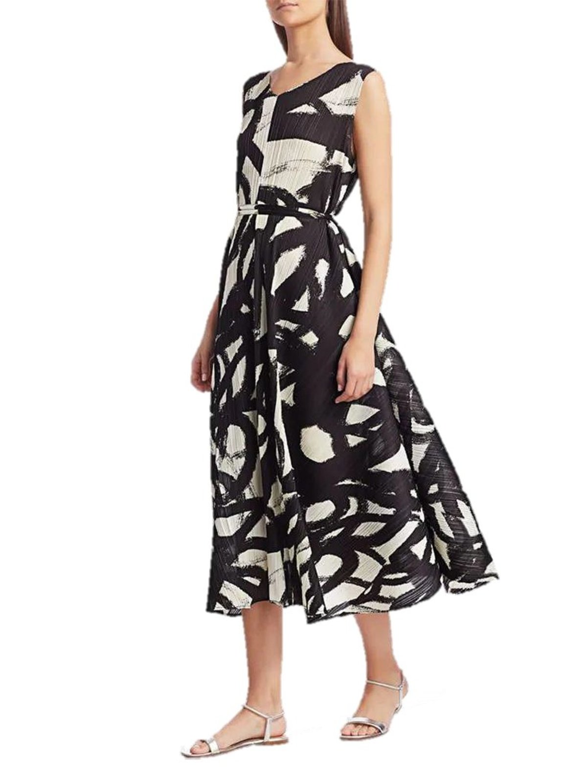 Pleats Please Issey Miyake Spin Dress - Black/White | Garmentory