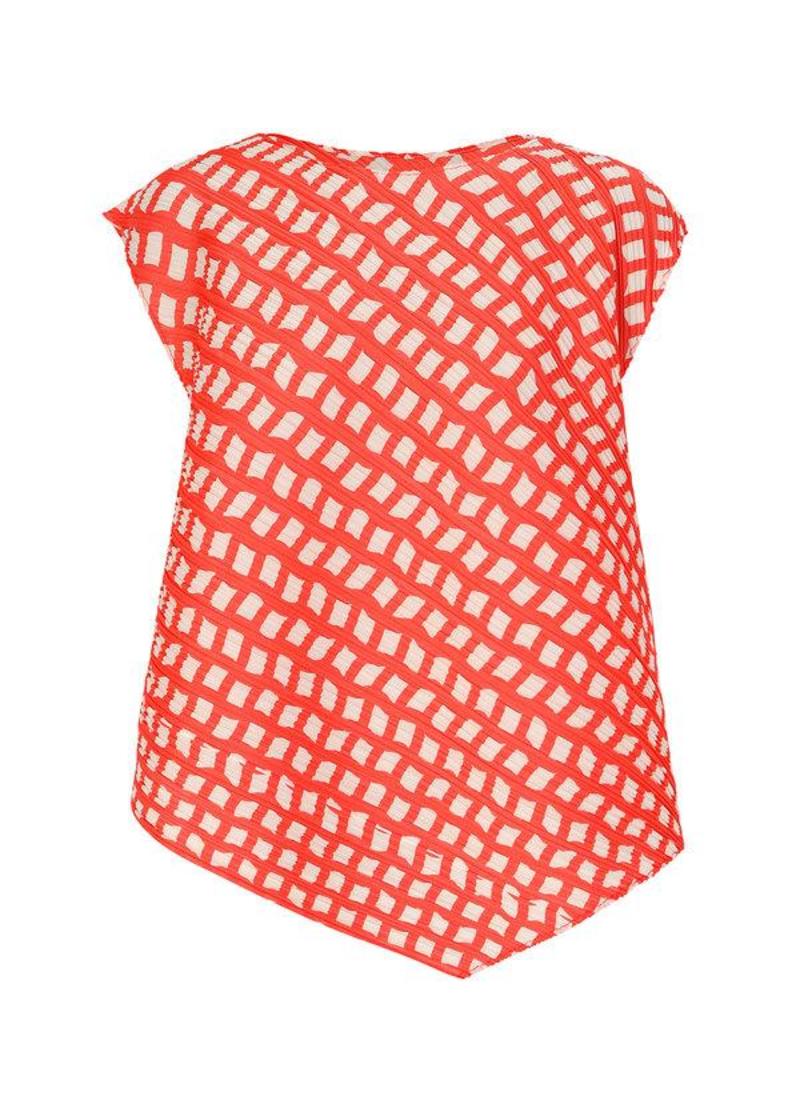 Pleats Please Issey Miyake Step Sleeveless Top - Red/White  