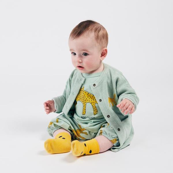 Kids Bobo Choses Terry Cardigan With Leopard Embroidery - Green Kids Bobo Choses Terry Cardigan With Leopard Embroidery - Green