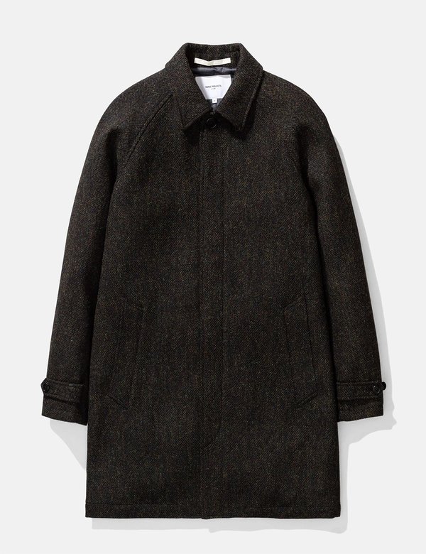 Norse Projects Svalbard Harris Tweed Coat - Black Multi | Garmentory