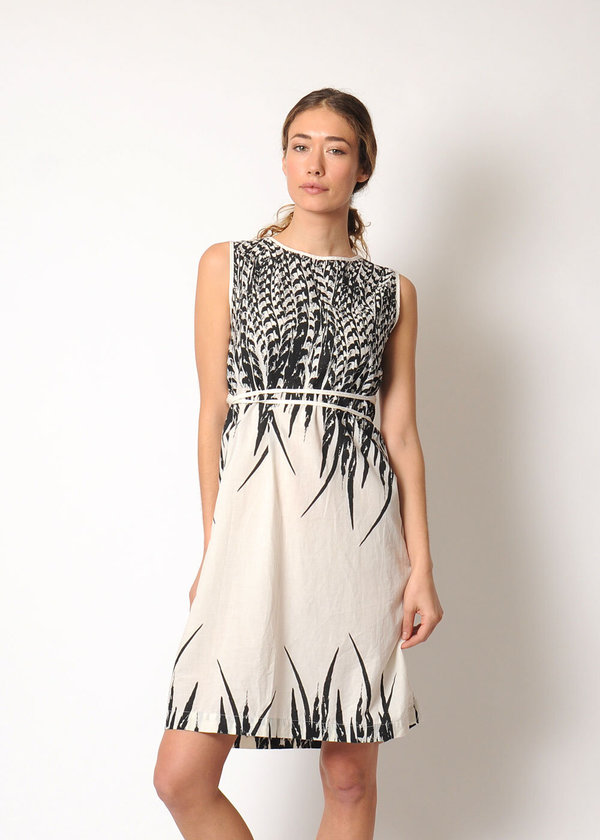 Uzi NYC Oxford Feather Dress - white Uzi NYC Oxford Feather Dress - white