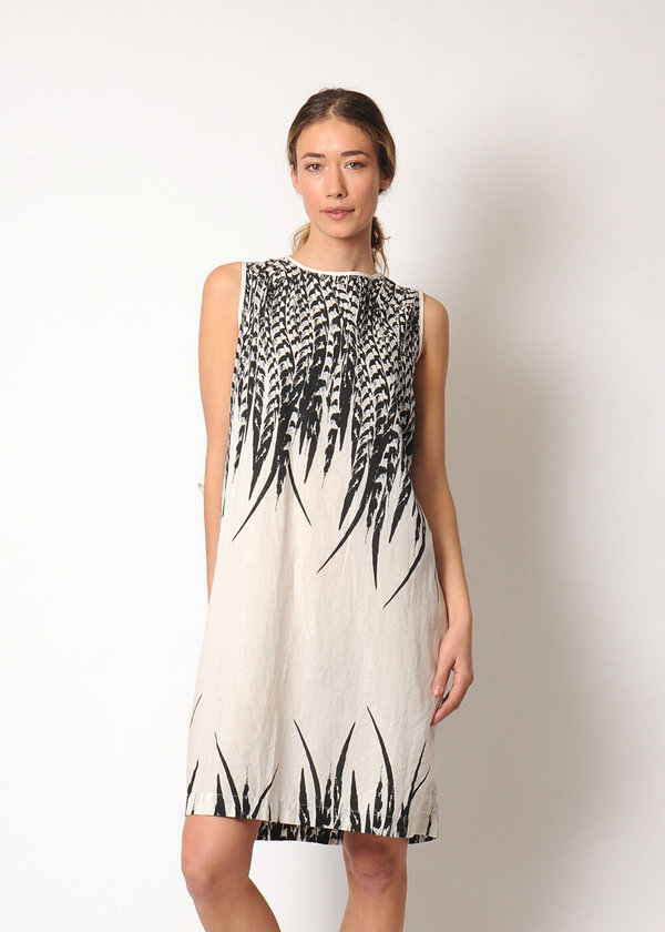 Uzi NYC Oxford Feather Dress - white Uzi NYC Oxford Feather Dress - white