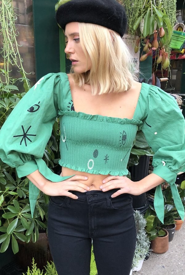 Capulet Gracia Smocked Crop Top - Carnivale Print Capulet Gracia Smocked Crop Top - Carnivale Print