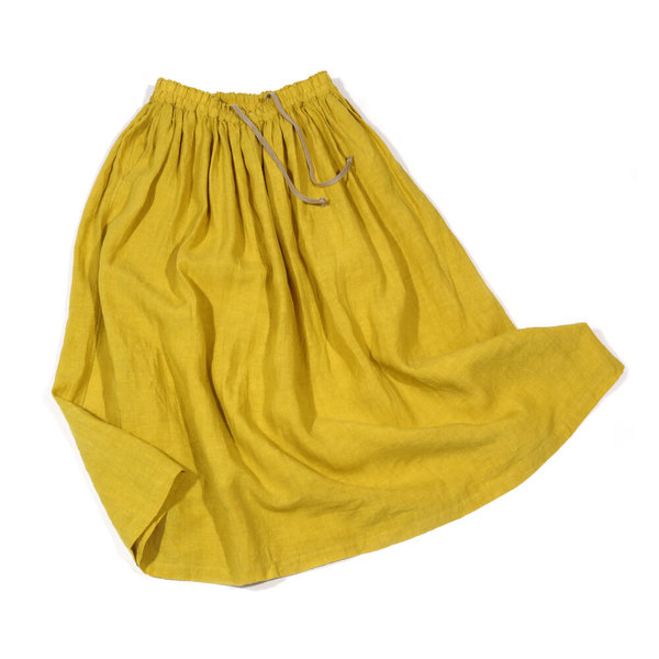 Ichi Antiquites Color Linen Skirt - Yellow | Garmentory