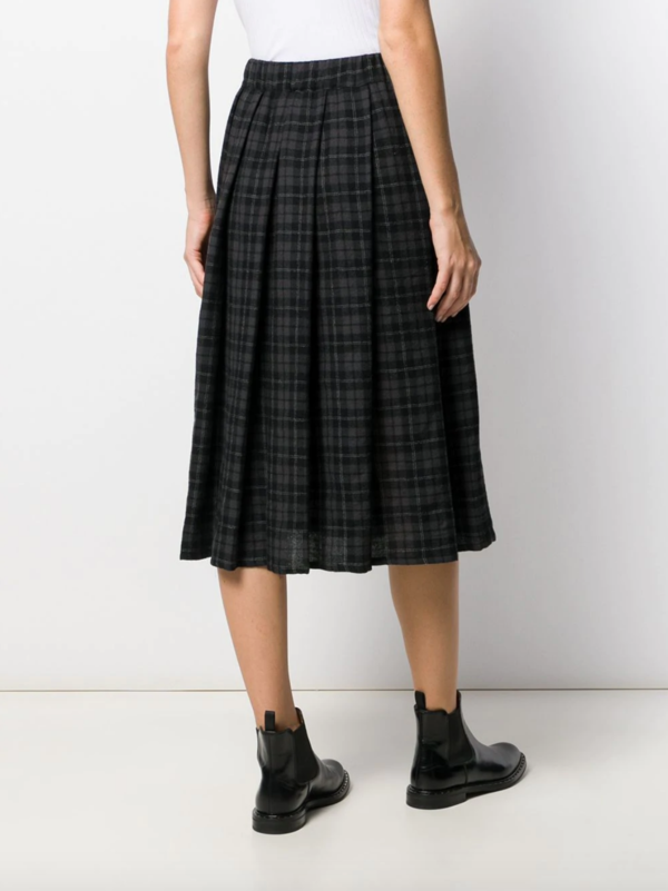 a punto b wool pleated plaid skirt with pockets