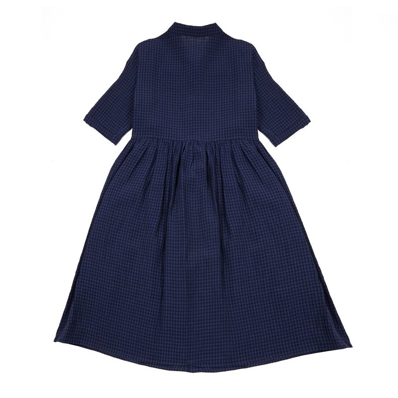 a punto b linen gingham check button front dress