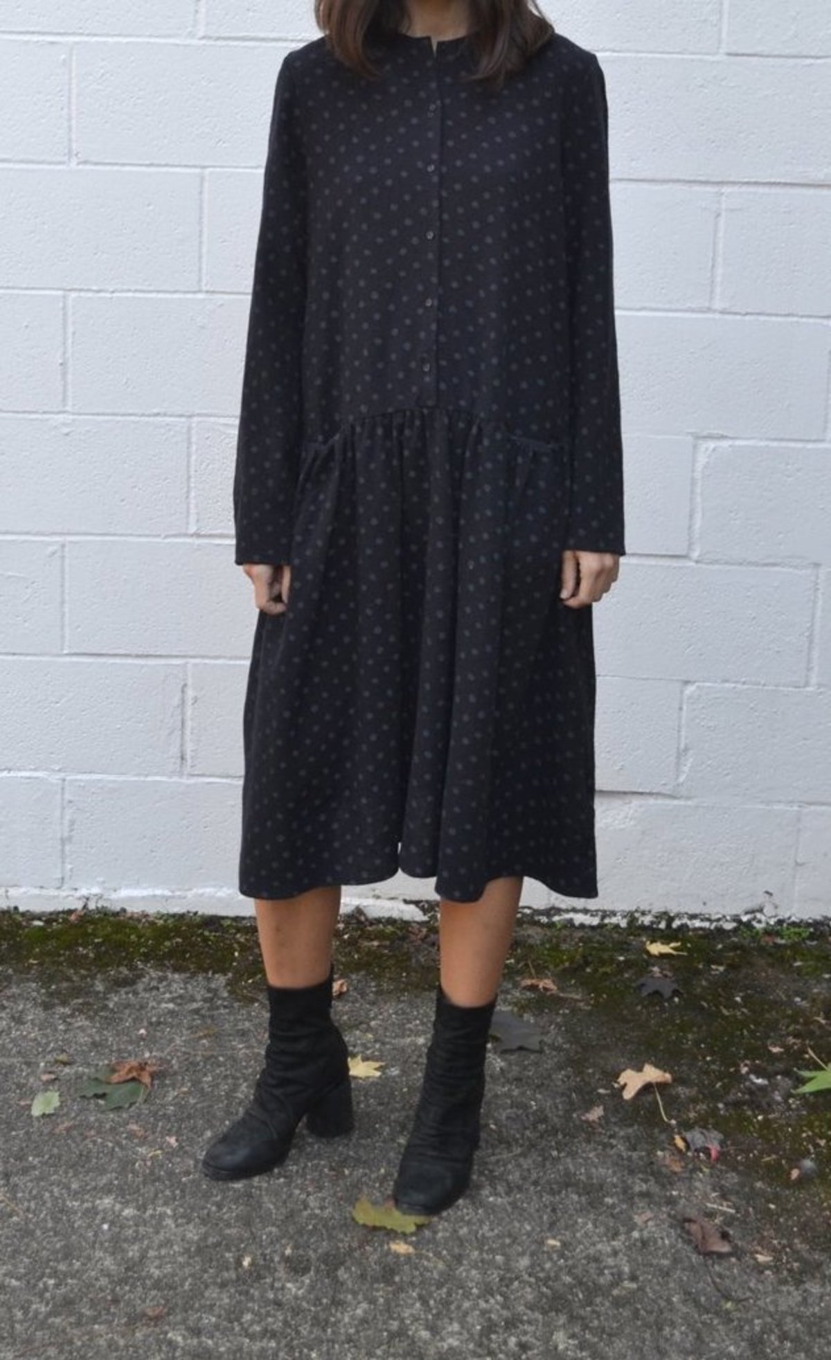 a punto b button front drop waist wool dress - polka dot - Image 3 of 3