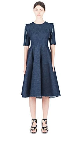 Alexa Stark Full Skirt Denim Short Sleeve Dress Alexa Stark Full Skirt Denim Short Sleeve Dress