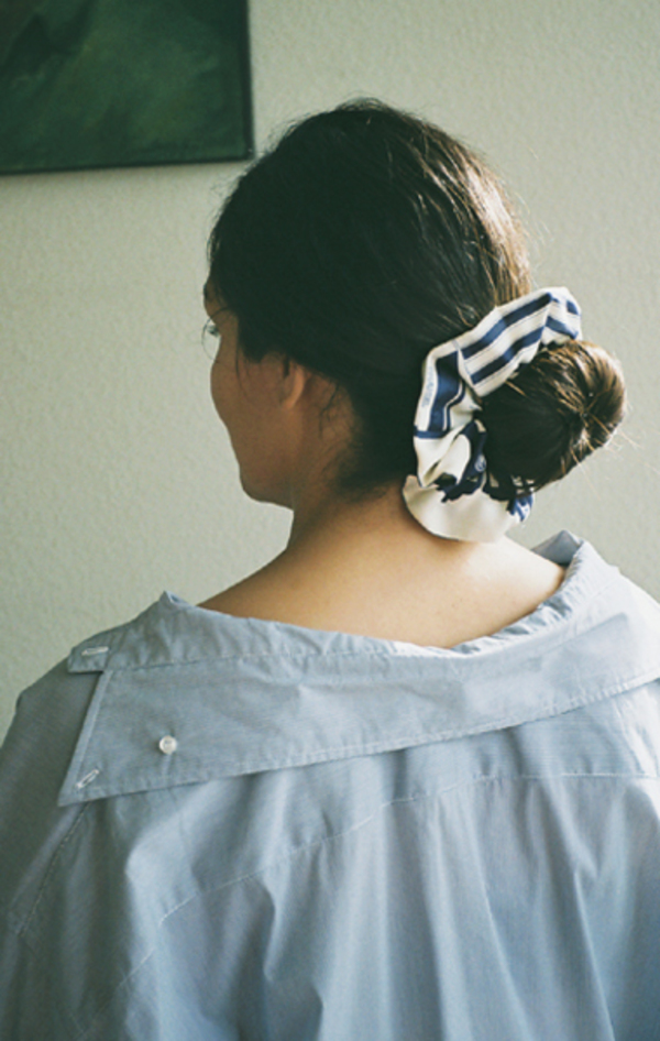 Cherished Objects Chanel Hair Cloud No. 3 Scrunchie - Navy/Cream Cherished Objects Chanel Hair Cloud No. 3 Scrunchie - Navy/Cream