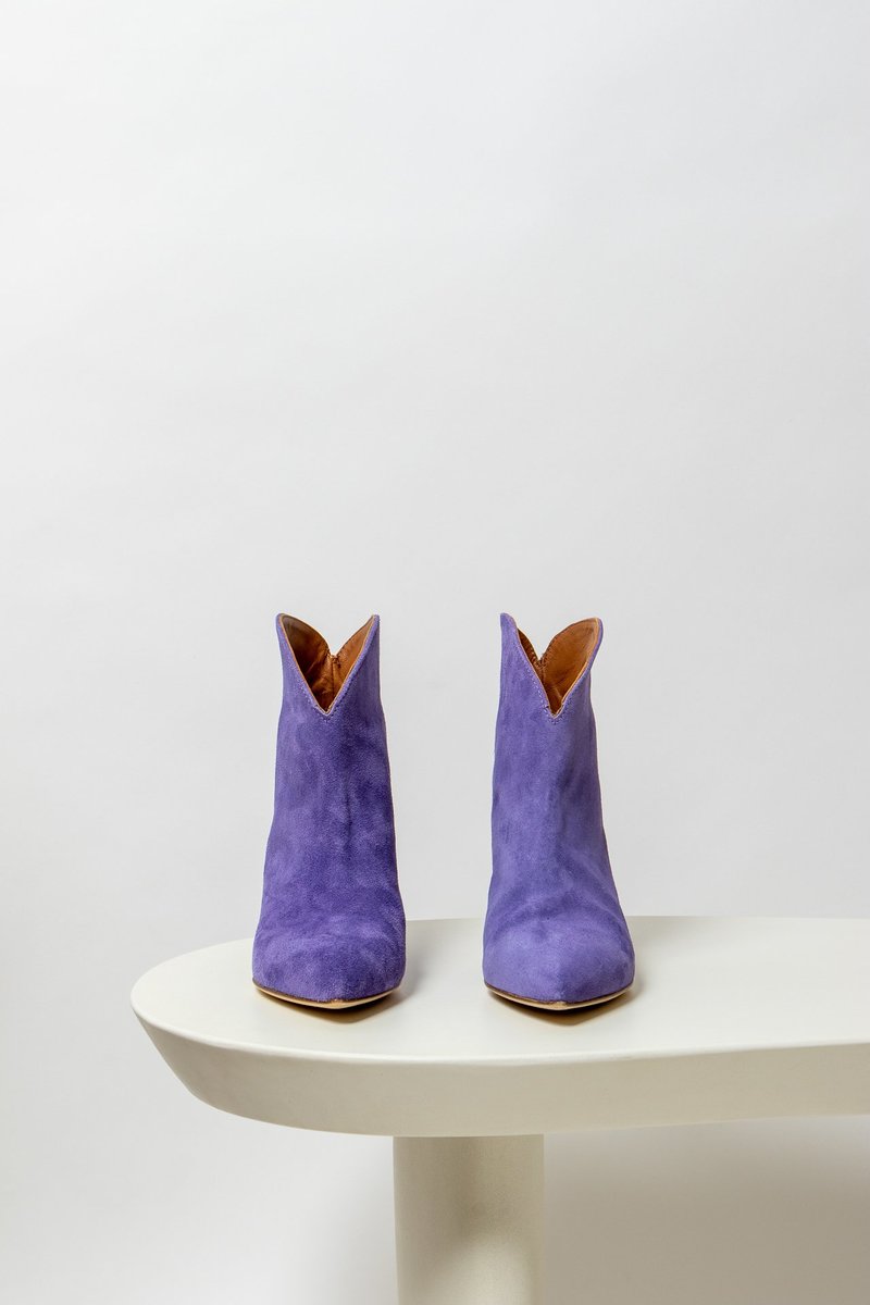 Paris Texas Velour Rounded Ankle Boot - lilac