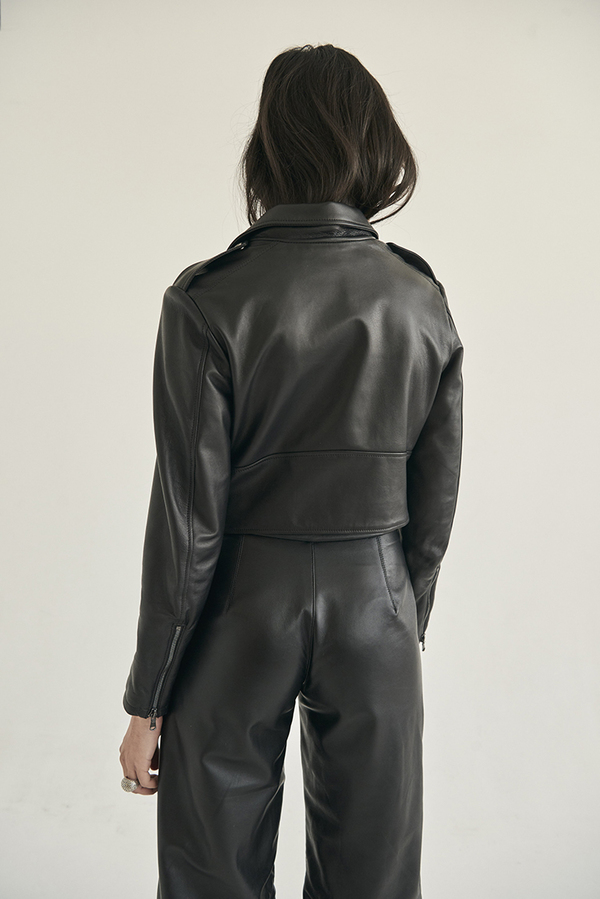 Alyson Eastman Crop Moto Jacket - Black