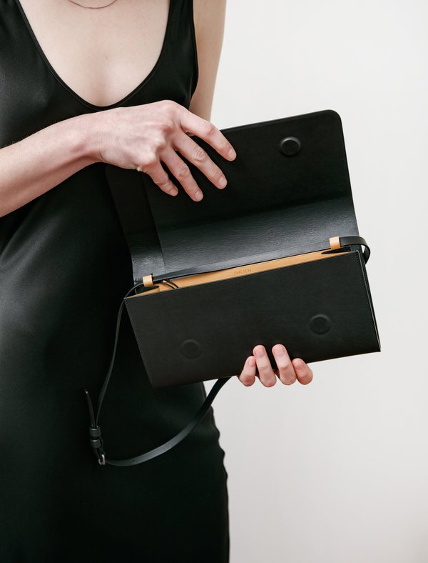Isaac Reina Double Flap Clutch - Black/Natural | Garmentory