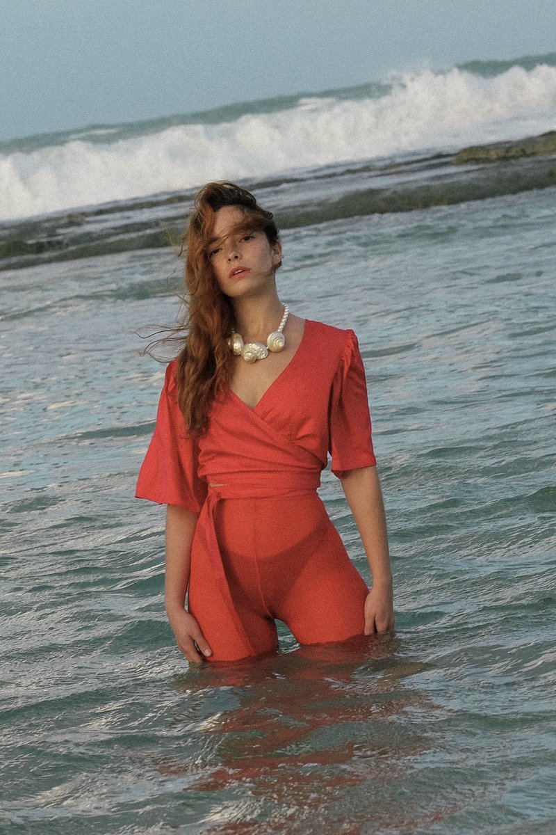 Lisa Says Gah Cotton Satin Maria Wrap Top - Crimson