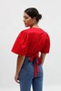 Lisa Says Gah Cotton Satin Maria Wrap Top - Crimson - Thumbnail 5
