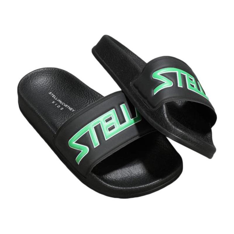 kids Stella McCartney Child Logo Slider Sandals Black Garmentory