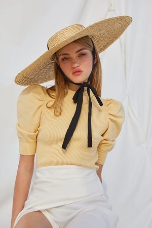 en saison puff sleeve sweater top