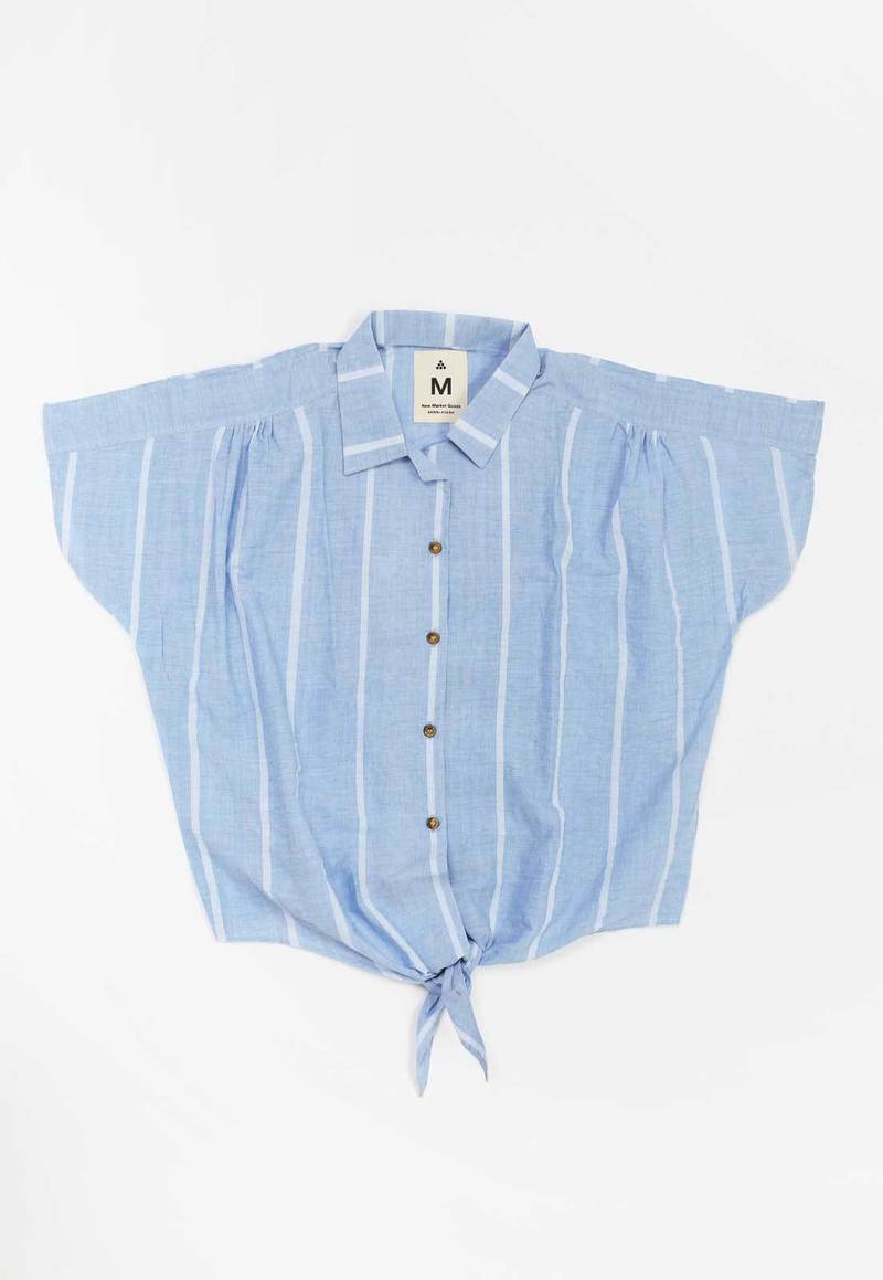New Market Goods Lungi Front Tie Shirt - Blue