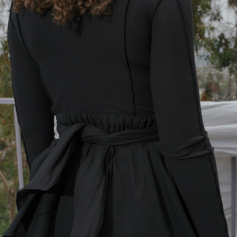 Baserange Tenali Linen/Cotton Skirt - Black | Garmentory 