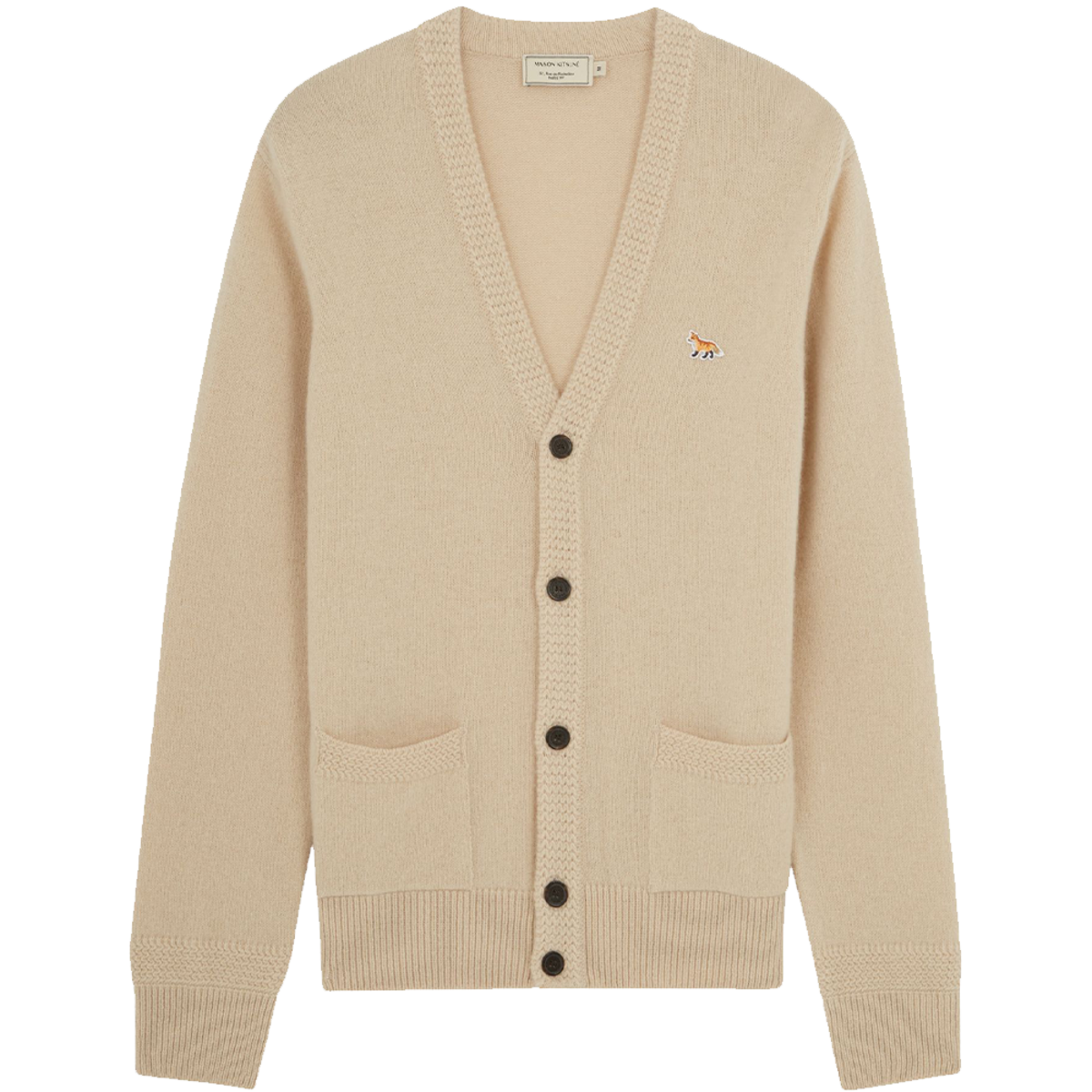 Maison Kitsuné Lambswool Classic Cardigan - ECRU - Image 1 of 1