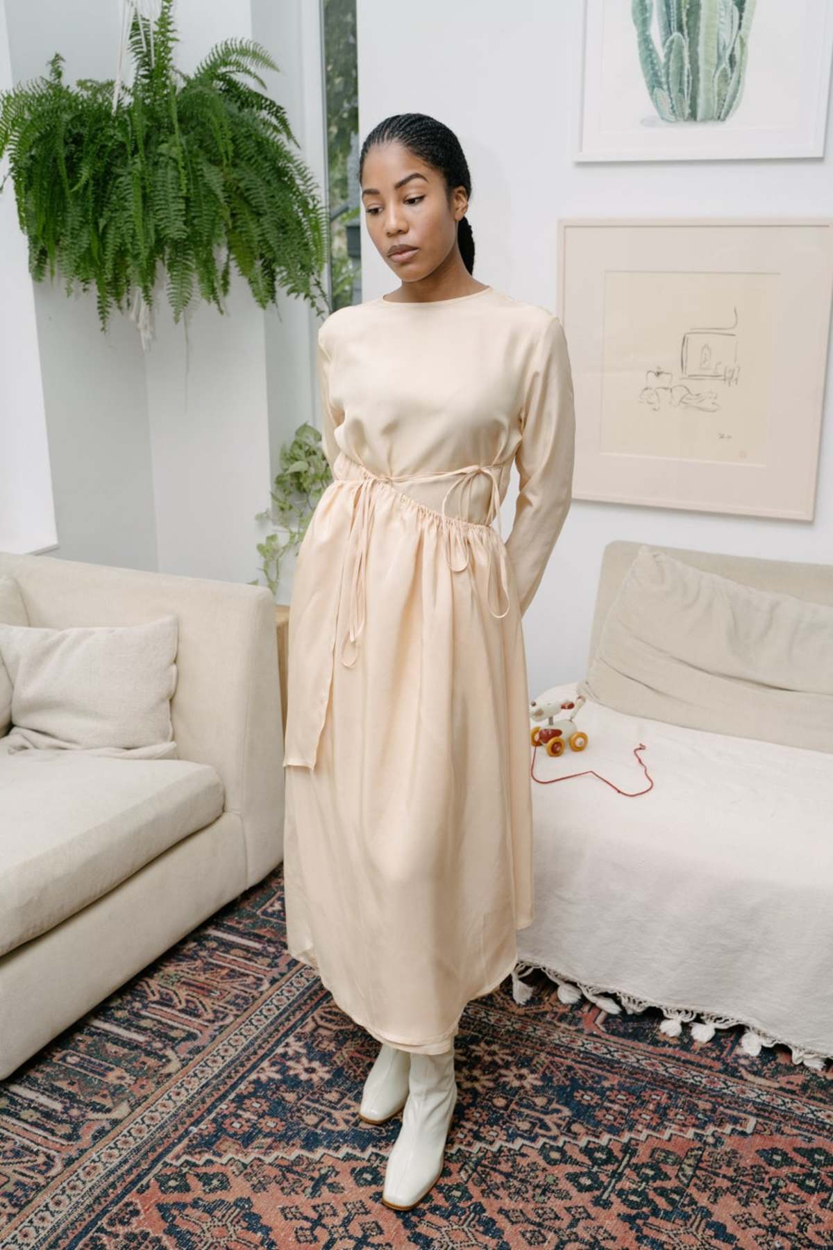 nude cream dress Nude Boatneck Ribbed Knit Short Sweater Dress