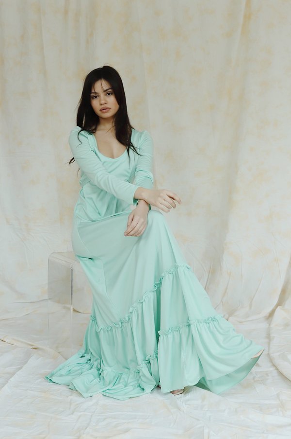 Vintage 1970s Maxi Dress - Seafoam | Garmentory Vintage 1970s Maxi Dress - Seafoam | Garmentory