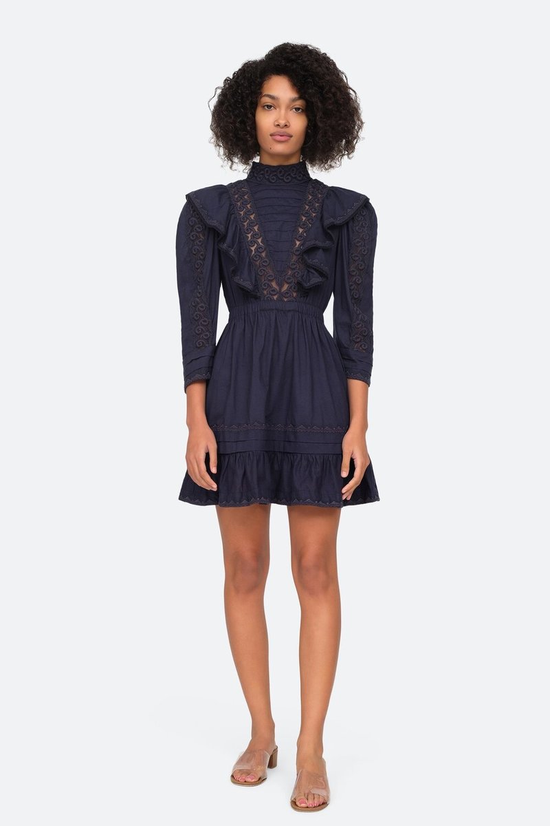 Sea NY Ruffle Victorian Dress Navy Garmentory
