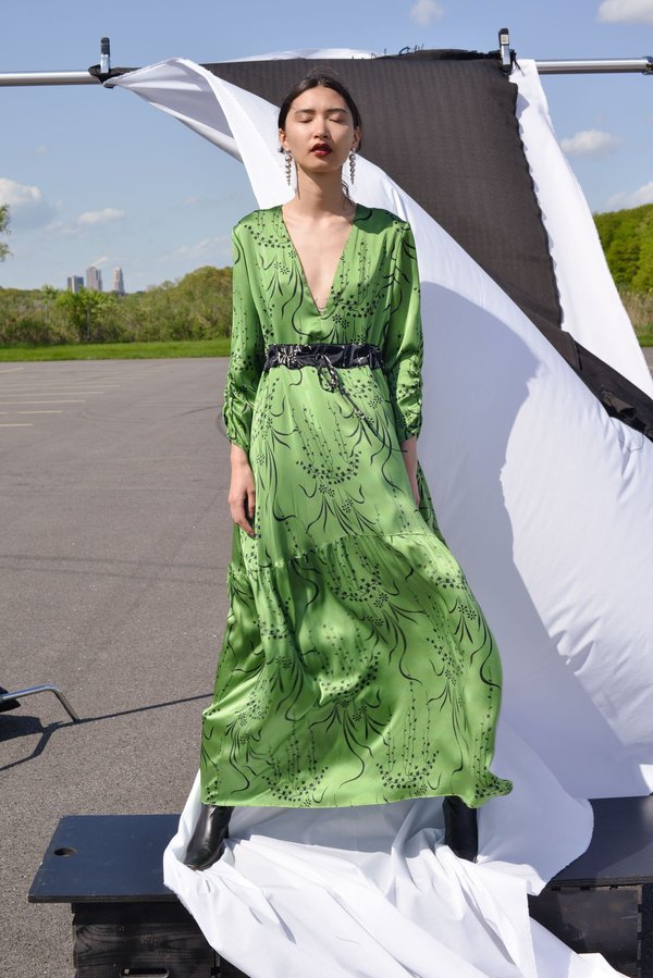Veda Swan Silk Dress - Green Ivy | Garmentory