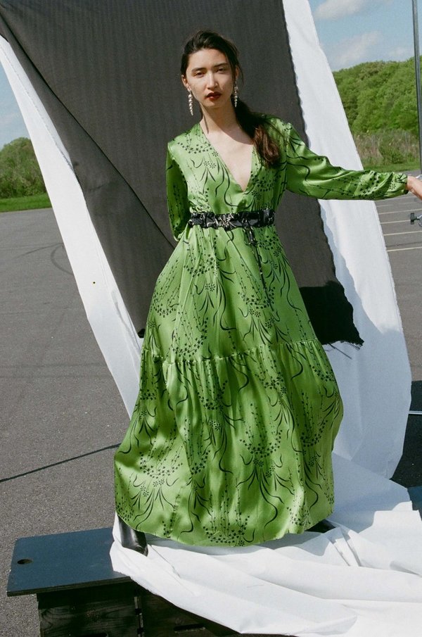Veda Swan Silk Dress - Green Ivy | Garmentory