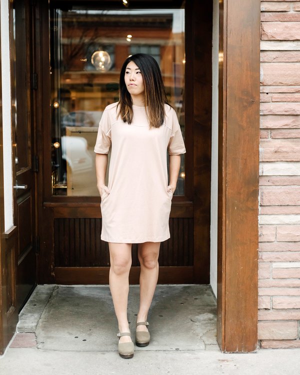 t shirt dress nude Nude Printed Lace Up T-shirt Dress