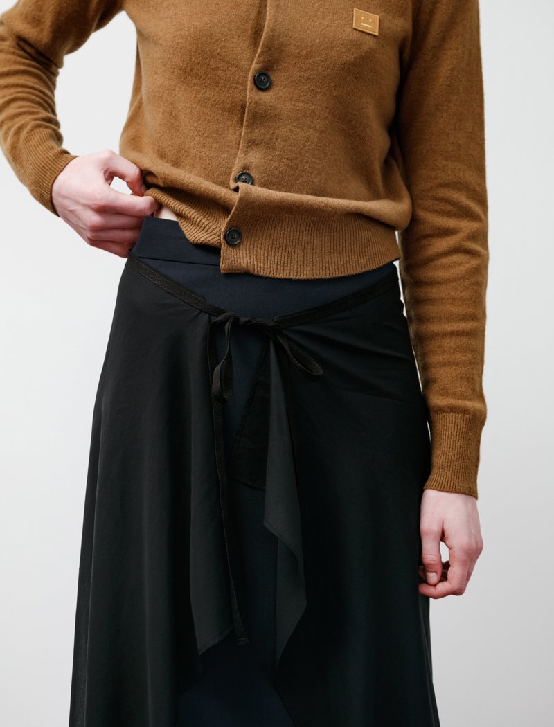Y's　SKIRT Y's Yohji Yamamoto black long mermaid skirt with frayed