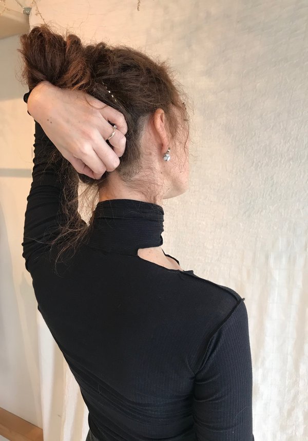 Baserange Pava Long Sleeve Cotton Rib top - Black