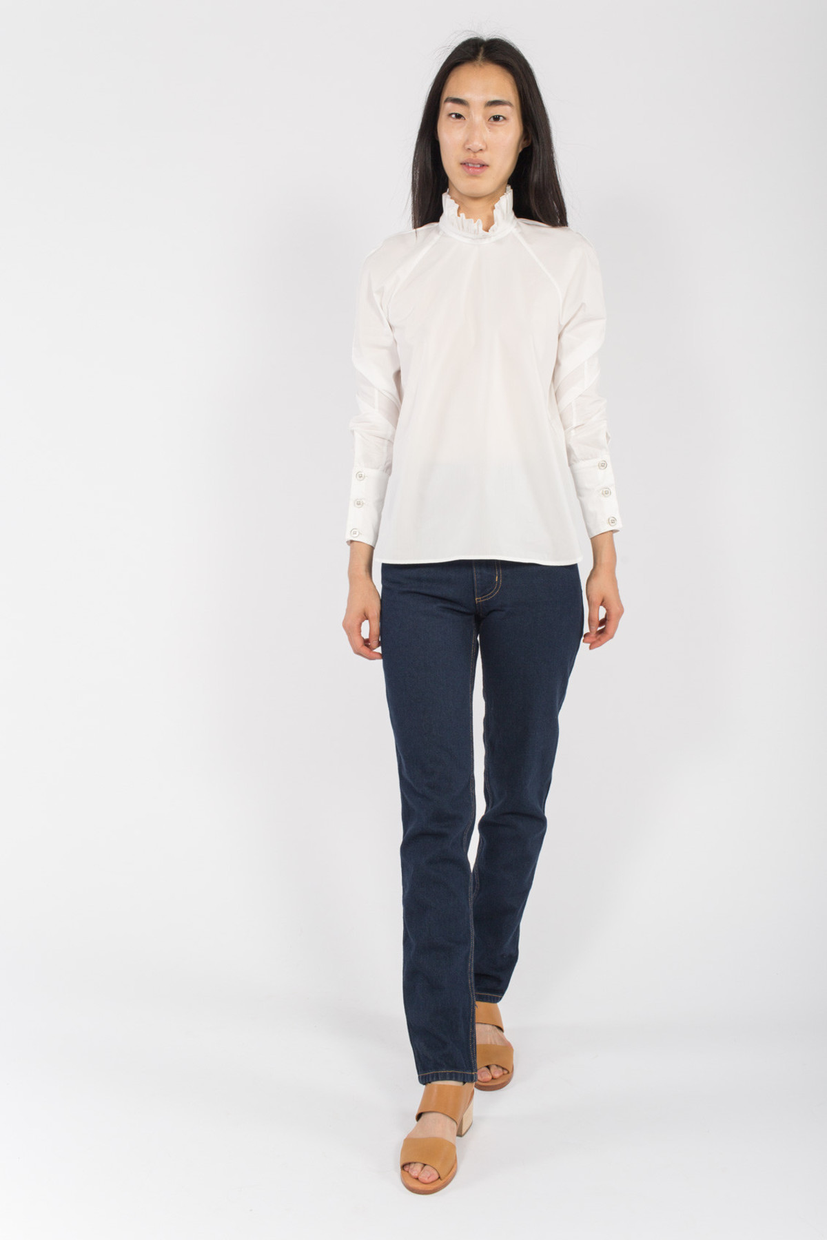 Suzanne Rae Ruffle Neck Raglan Top | Garmentory