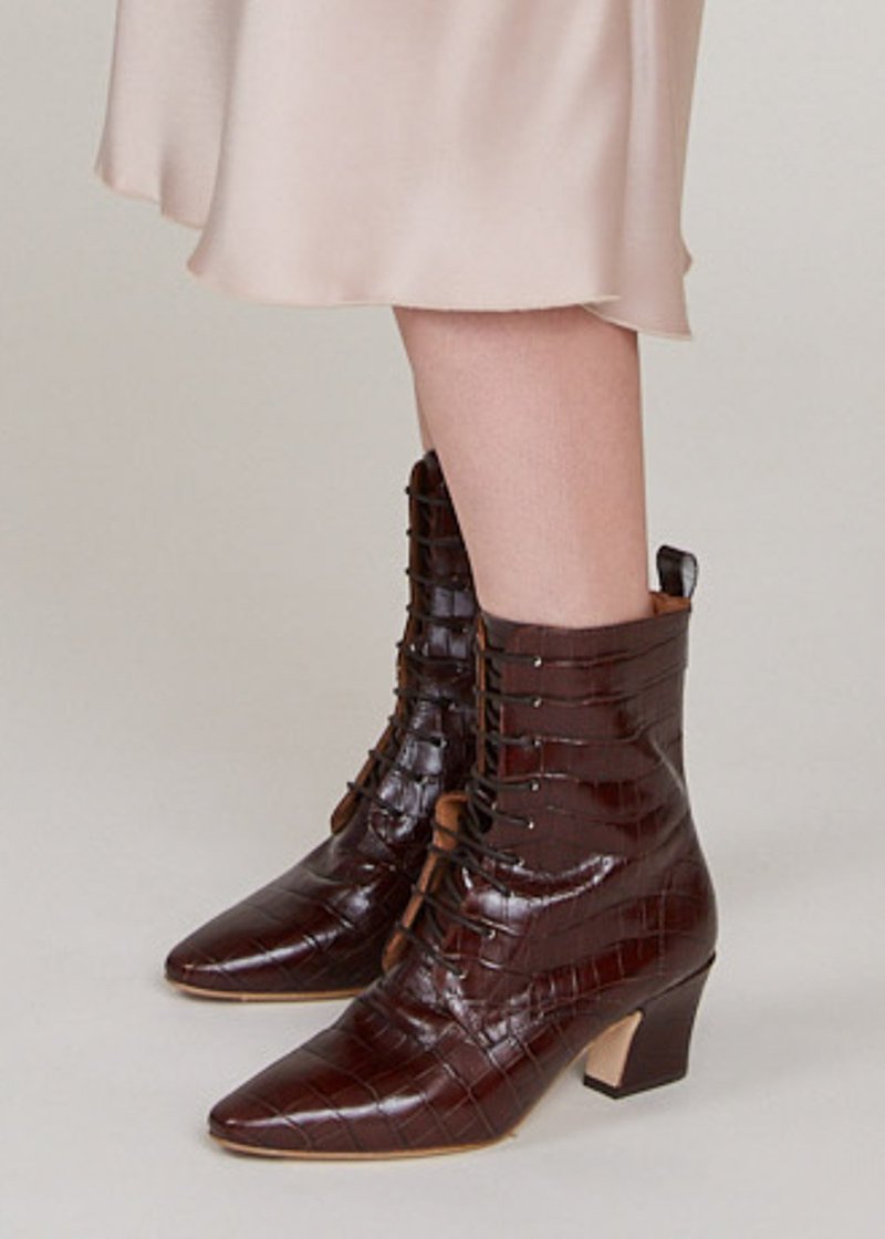 Zelie Miista Croc Boots MIISTA Zelie Boots Croc Mahogany Brown