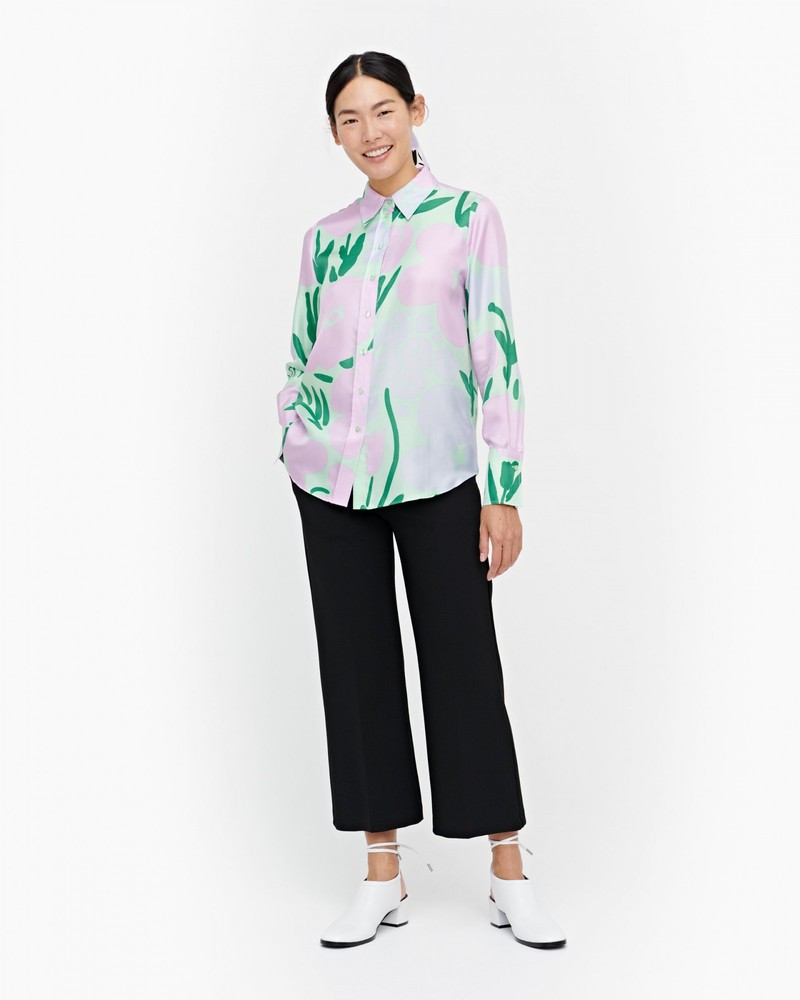 Marimekko Toiveikas Talkoot shirt - Purple/Green/White