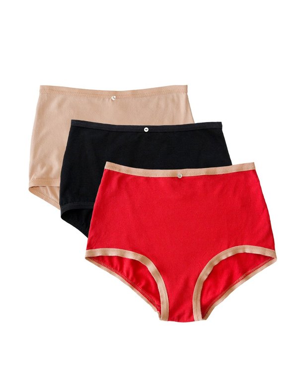 Botanica Workshop Organic Cotton Astra Hi-Waist Brief Multi Pack of 3 - Scarlet/Black/Petal Botanica Workshop Organic Cotton Astra Hi-Waist Brief Multi Pack of 3 - Scarlet/Black/Petal