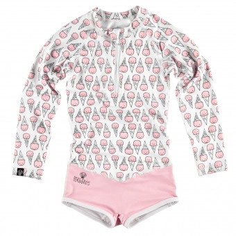 Beach & Bandits "I Scream Ice Cream" Pink Long Arms Suit Beach & Bandits "I Scream Ice Cream" Pink Long Arms Suit