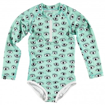 Beach & Bandits O My Fish Eye Suit Long Arms Aqua Beach & Bandits O My Fish Eye Suit Long Arms Aqua