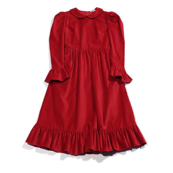 batsheva red dress Caroline Dress in Maroon Dots 2