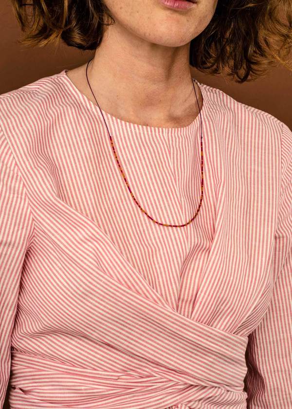 Zelda Murray Bead Necklace - Ochre/Fuchsia Zelda Murray Bead Necklace - Ochre/Fuchsia