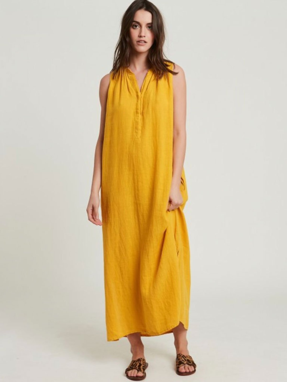 sunflower linen dress Dreamland Sunflower Linen Maxi Dress Elegant Floral Linen Dress 8