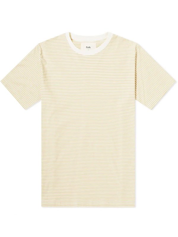 Folk 1x1 Stripe T-Shirt - Fawn Ecru Folk 1x1 Stripe T-Shirt - Fawn Ecru