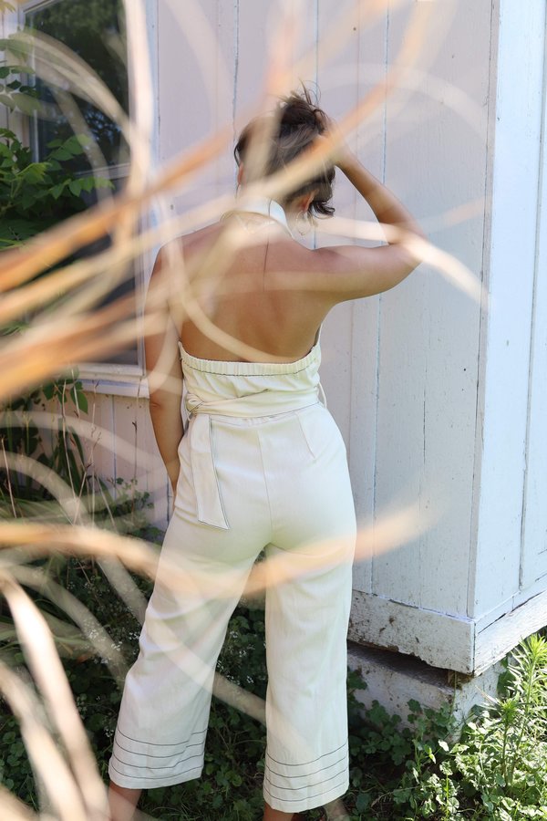 Moon River Belted Halter Jumpsuit - Cream Moon River Belted Halter Jumpsuit - Cream