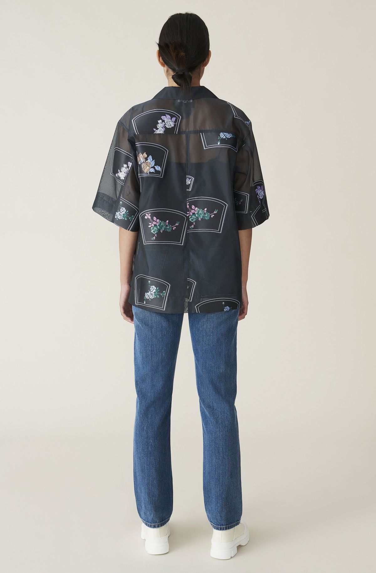 GANNI Organza Shirt ブラウン 34サイズ GANNI/ガニー】Fringed Organza Shirt：シャツ（シャツ