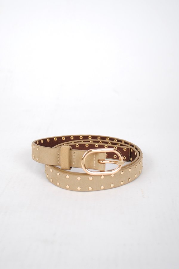 FRAME Denim Petit Studded Oval Buckle Belt - Sand | Garmentory display picture 1