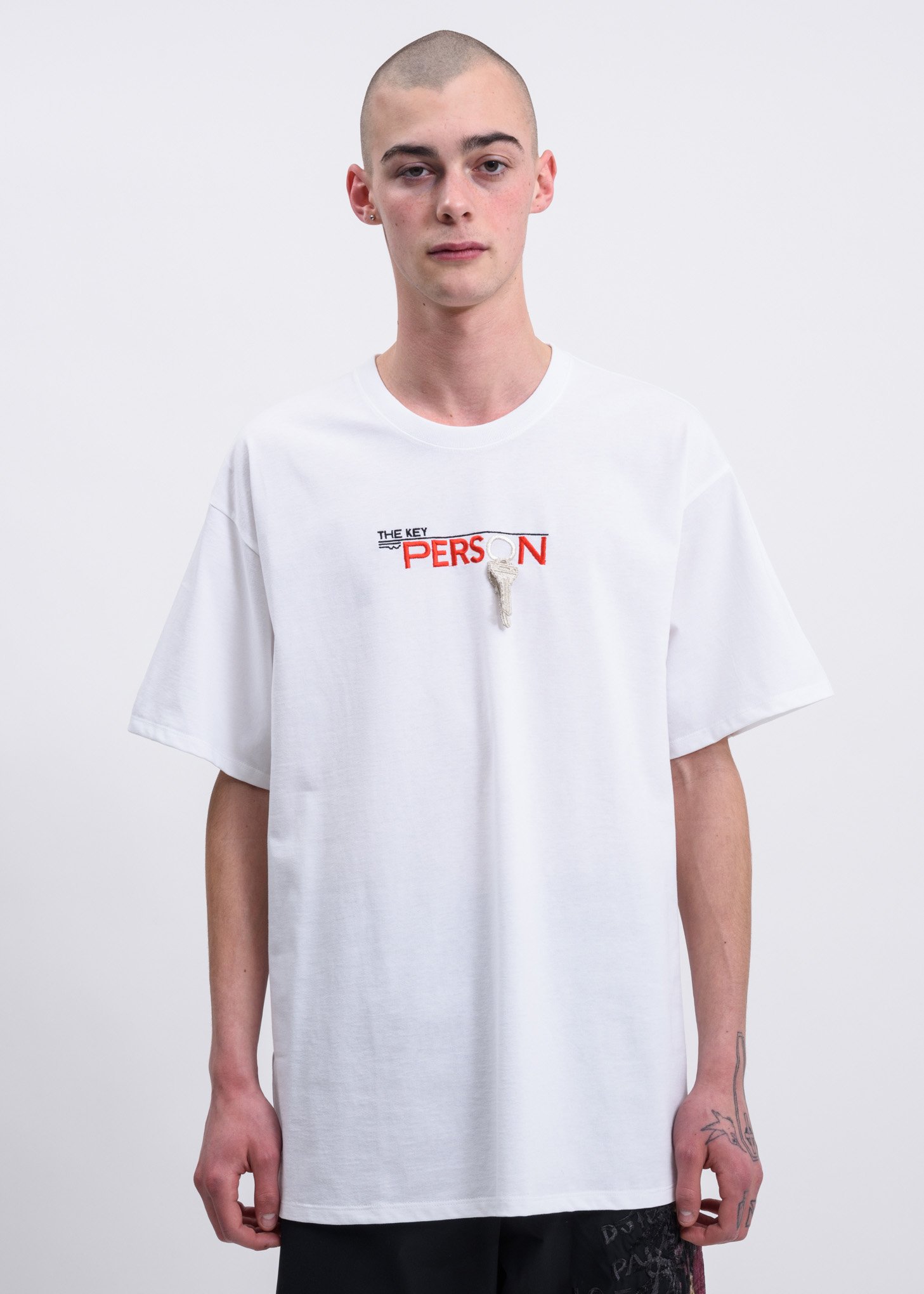 トップス doublet KEY PERSON EMBROIDERY SHIRT M Doublet White Key Person Embroidery T-Shirt Doublet
