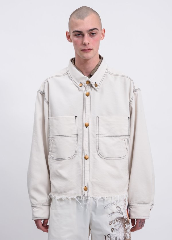 Doublet Heavy Twill Cut Off Jacket - White | Garmentory