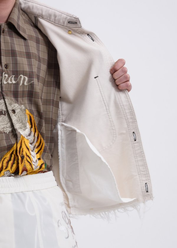 Doublet Heavy Twill Cut Off Jacket - White | Garmentory