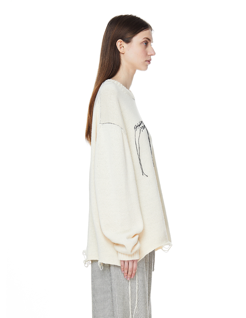 トップス doublet HIDDEN MESSAGE CARDIGAN Doublet Cotton Hidden Message Sweater - Ivory | Garmentory