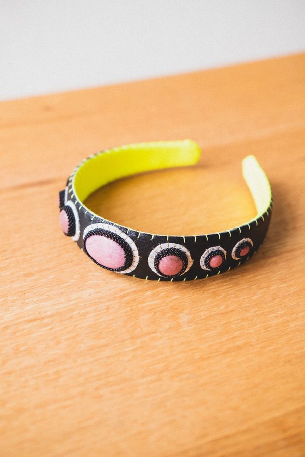 Robin Mollicone beaded headband Robin Mollicone Black Rhodonite Headband | Garmentory main image 2
